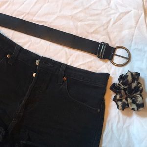 Black Synthetic Leather Thick Belt